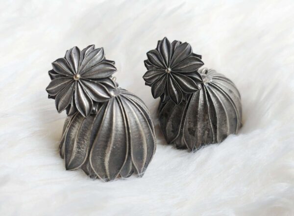 Silver Lotus Jhumka