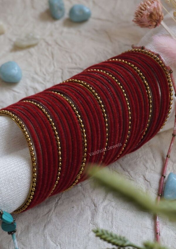 write meta description for bangles in 23 words using keyword Velvet Bangles, bangles for women, gold bangles for women